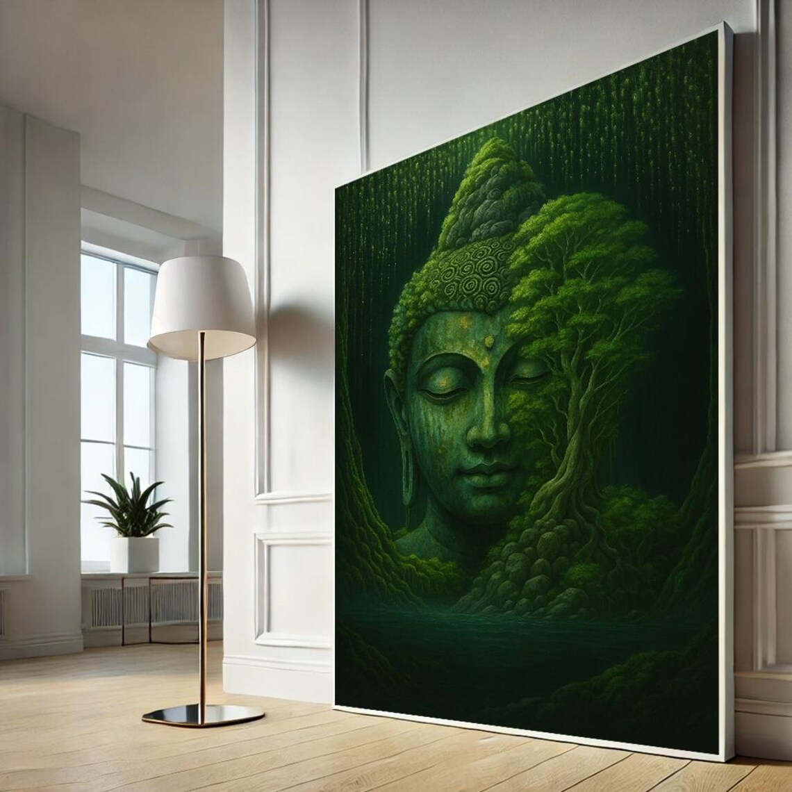 Green Buddha Forest Fusion Zen Meditation Nature Spiritual Poster