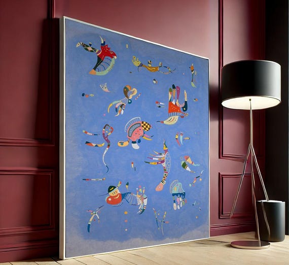 Vasili Kandinski Print Sky Blue Abstract Geometric Wall Art Colorful Modern Shapes Canvas For Unique Home Decor