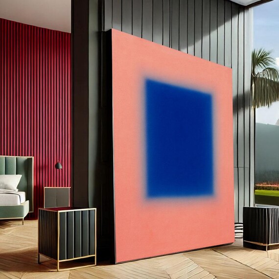 Mark Rothko Inspired Blue And Coral Color Field Abstract Print