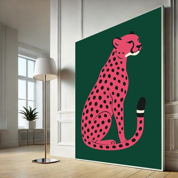 Bold Pop Art Pink Cheetah Canvas Modern Animal Wall Decor For Living Room Vibrant Stylish Contemporary Homes