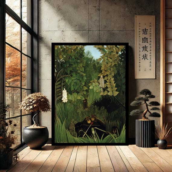 Henri Rousseau The Equatorial Jungle 1909 Canvas Wall Art Modern Print Painting