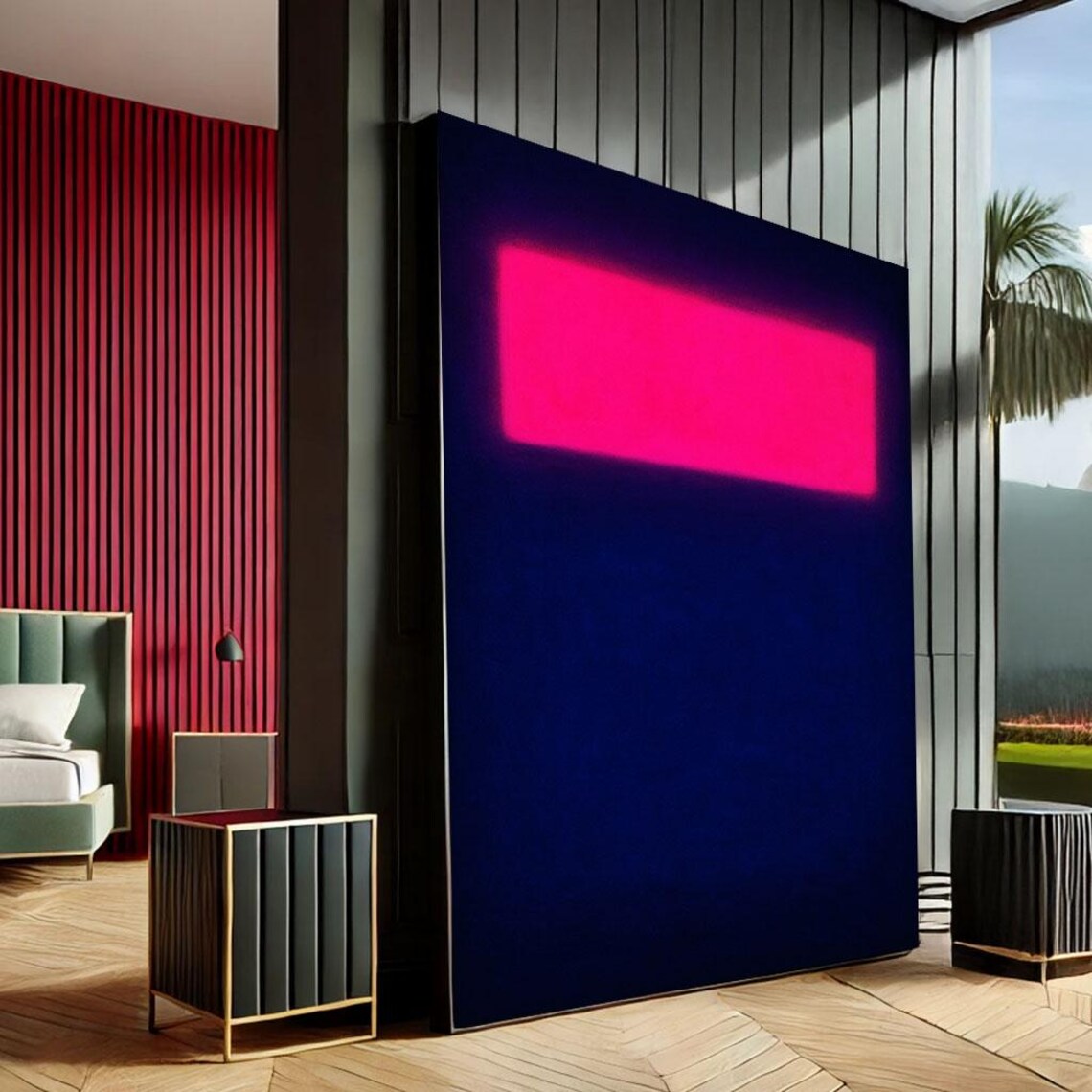 Mark Rothko Inspired Pink Navy Color Field Modern Abstract Poster