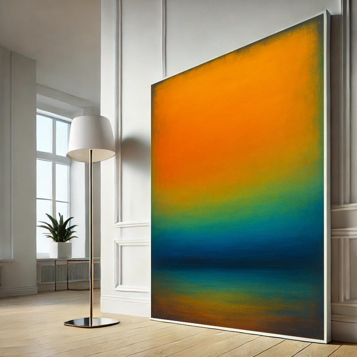 Sunset Gradient Color Field Abstract Orange Teal Modern Art Poster