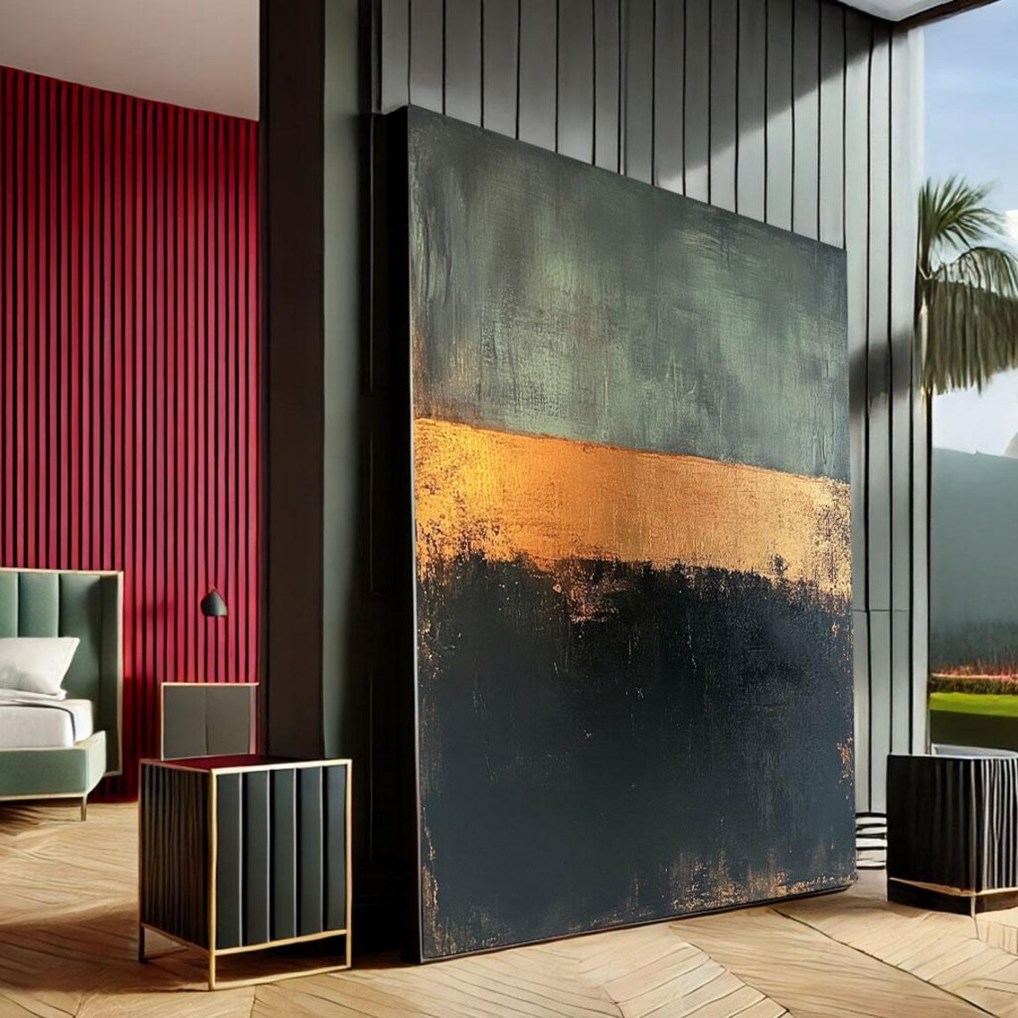 Rothko Inspired Black And Gold Abstract Color Field Canvas Print