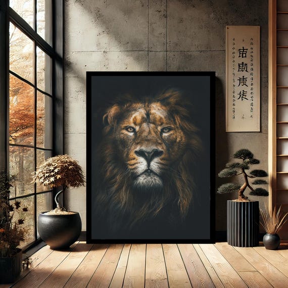 African Lion Animals Canvas Wall Art Modern Print Abstract Decor For Home