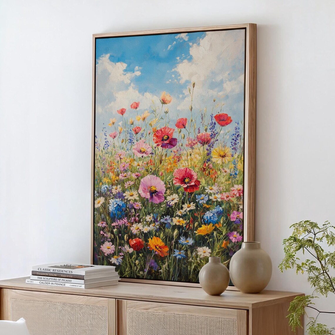 Colorful Wildflower Meadow Vibrant Oil Painting Landscape Poster