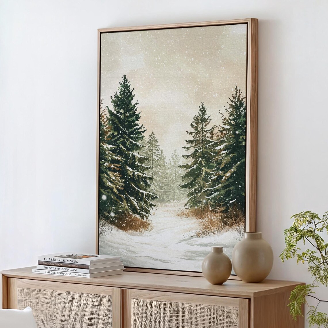 Snow Crusted Primitive Christmas Trees, Farmhouse Christmas Decor