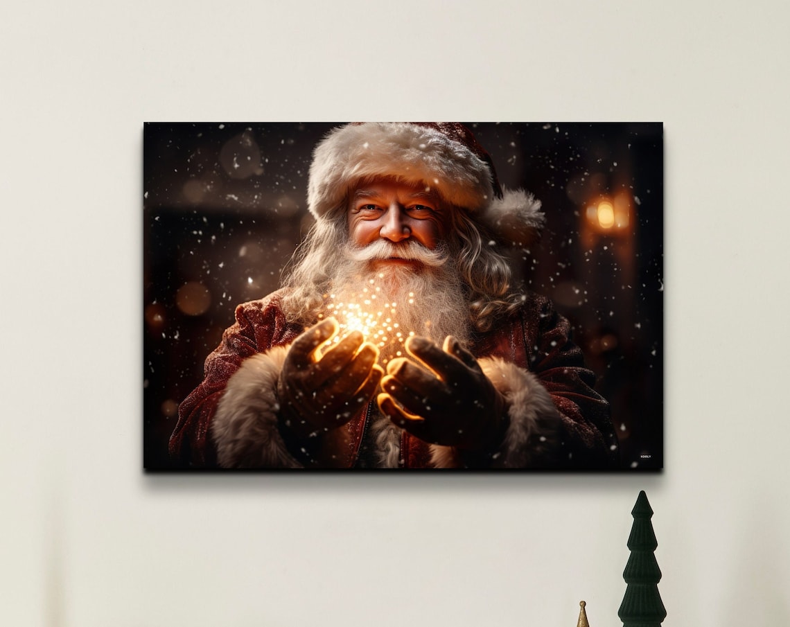 Santa With Magic In His Hands Christmas Art Print
