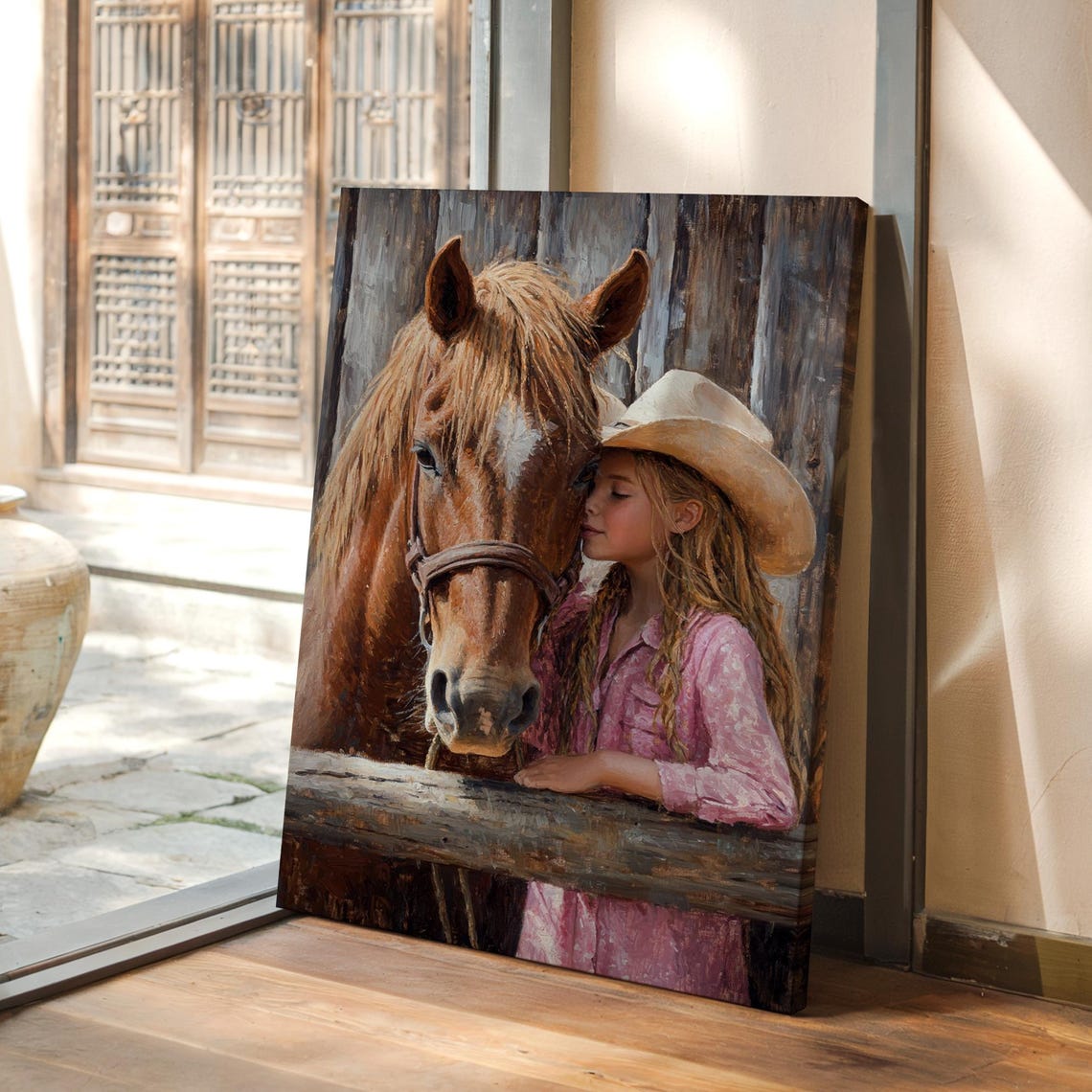 Cowgirl And Horse Art Rustic Western Farmhouse Print Country Girl Wall Decor Equestrian Rodeo Painting Vintage Cowboy Art