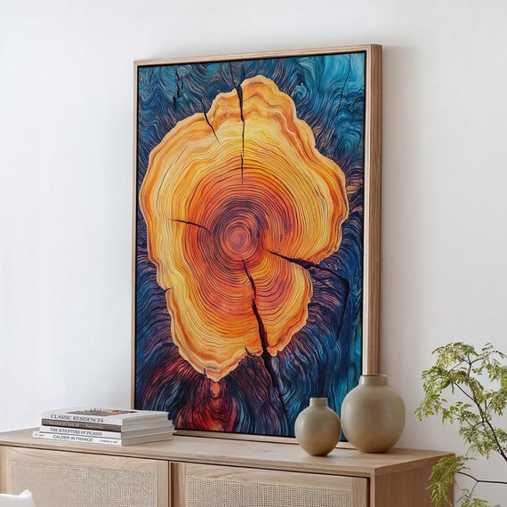 Tree Ring Art Print, Bold Abstract Nature Inspired