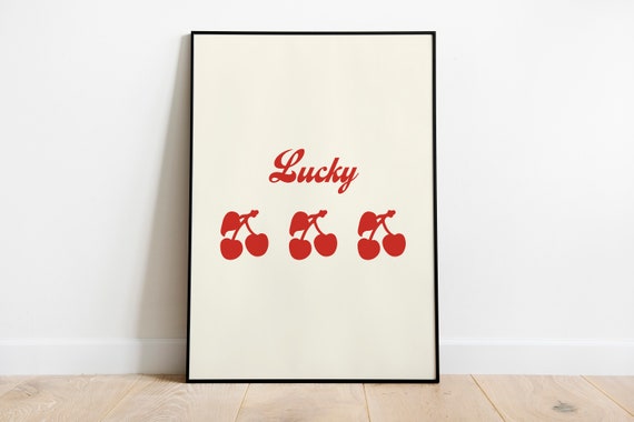 Wall Art Lucky Cherry Dopamine Decor Colorful For Your Home Mid Century Modern Fruit Office