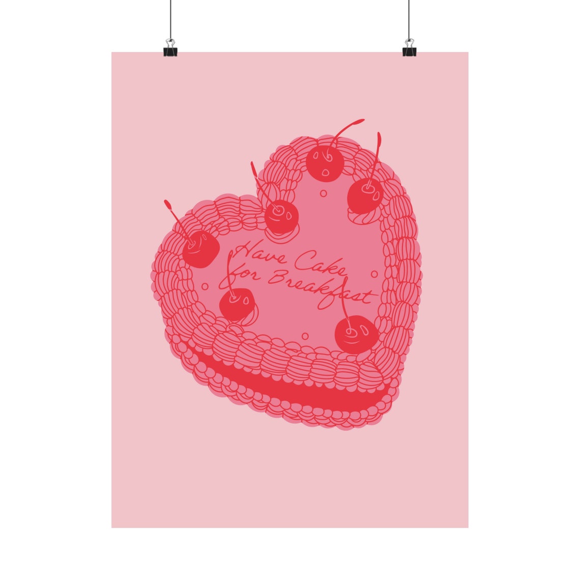 Pink Heart Cherry Cake Have Cake For Breakfast Coquette Poster