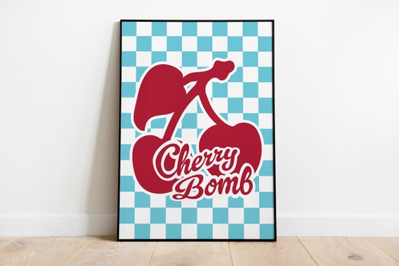 Wall Art Y2k Cherry Dopamine Decor Colorful For Your Home Mid Century Modern Fruit Design Gen Z