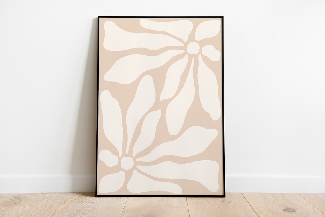 Beige Abstract Organic Floral Shapes Modern Neutral Decor Poster