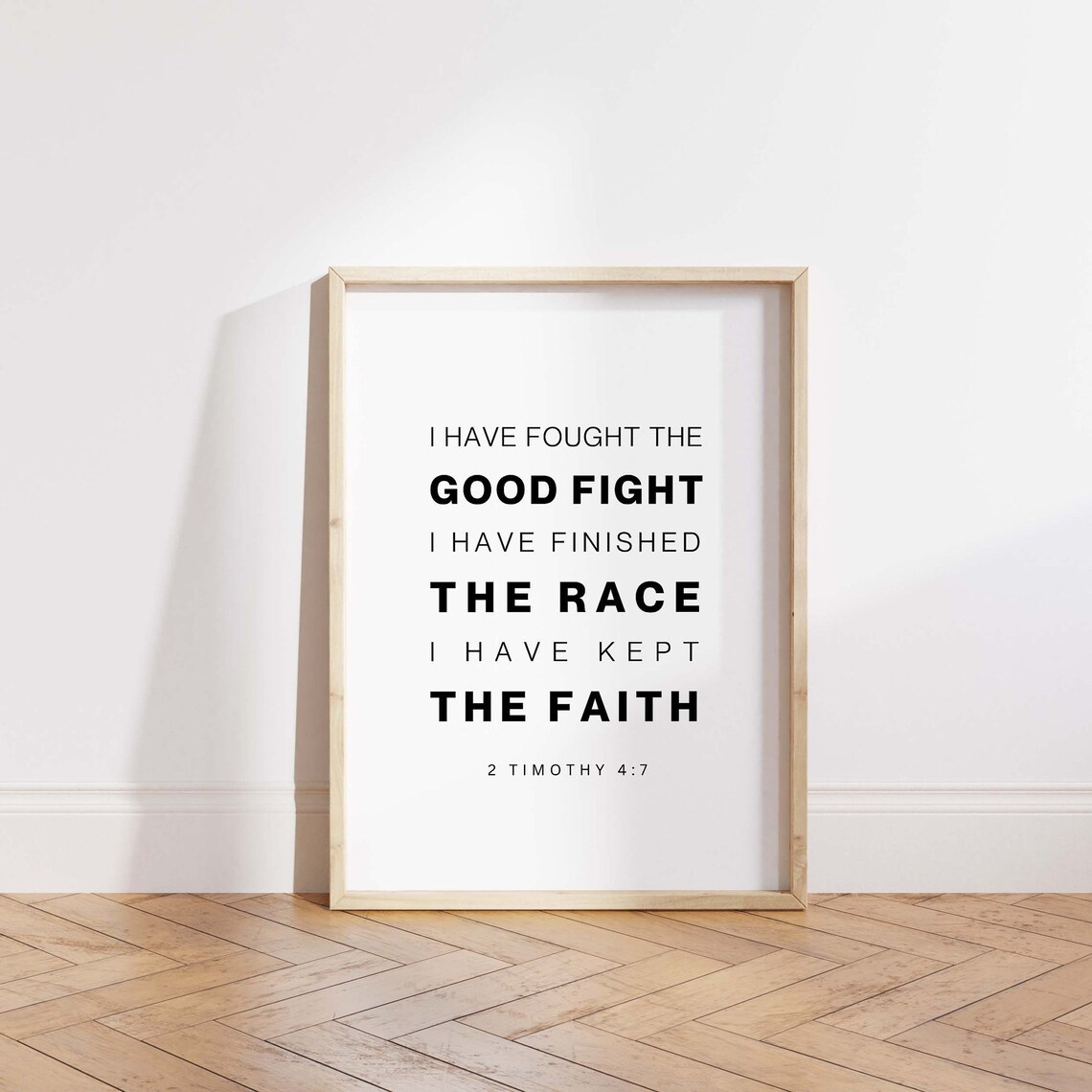 2 Timothy 4:7 Faith Scripture Art Print, Minimal