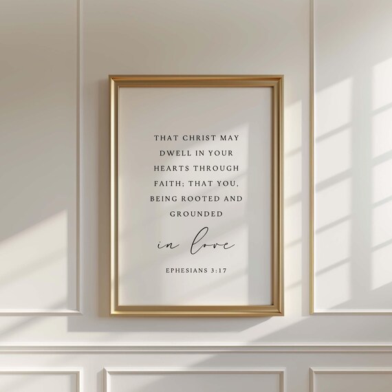 Ephesians 3 17 Bible Verse Rooted in Love Minimalist Scripture Poster