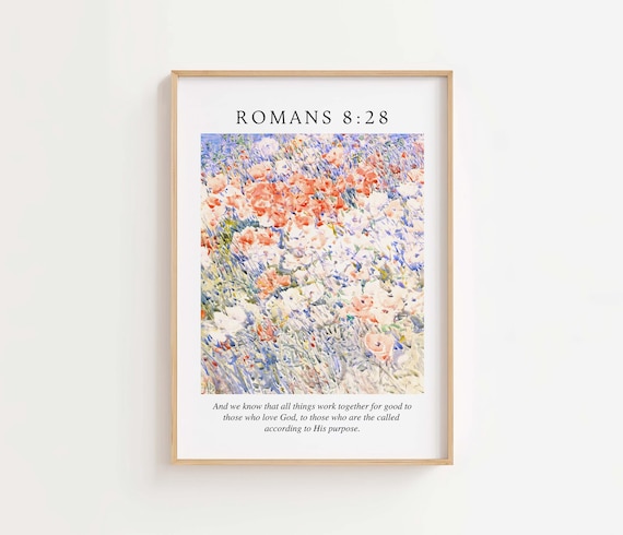 Romans 828 Nkjv All Things Work Together For Good To Those Who Love God Christian Wall Art Vintage Bible Verse Print Scripture