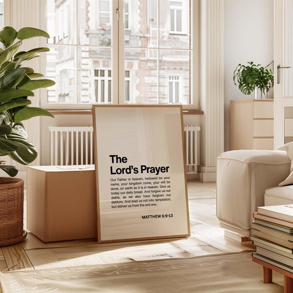 The Lords Prayer Matthew 6:9-13 Minimalist Typography Poster