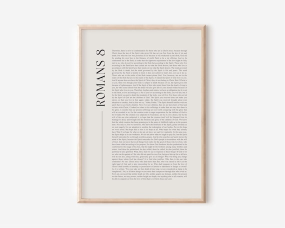 Romans Chapter 8 Full Text Bible Scripture Minimalist Art Print