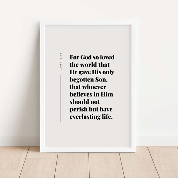 John 3 16 Nkjv For God So Loved The World Christian Wall Art Bible Verse Poster Baptism Gift Scripture