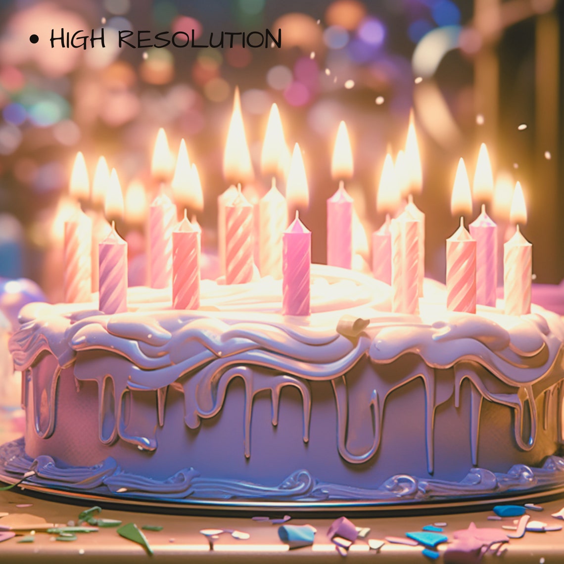 Birthday Cake With Lit Candles Confetti Celebration Party Wall Poster - Image 3