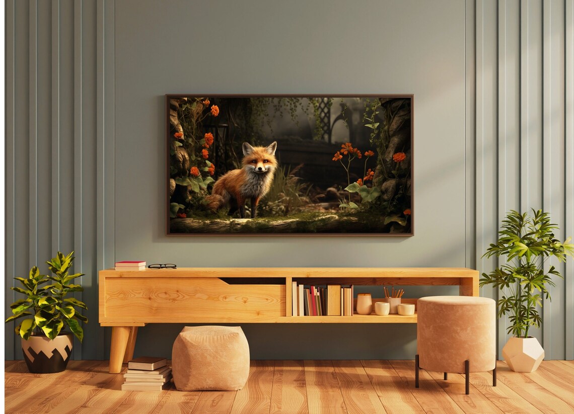 Red Fox Woodland Flowers Enchanted Forest Wildlife Animal Poster - Image 3