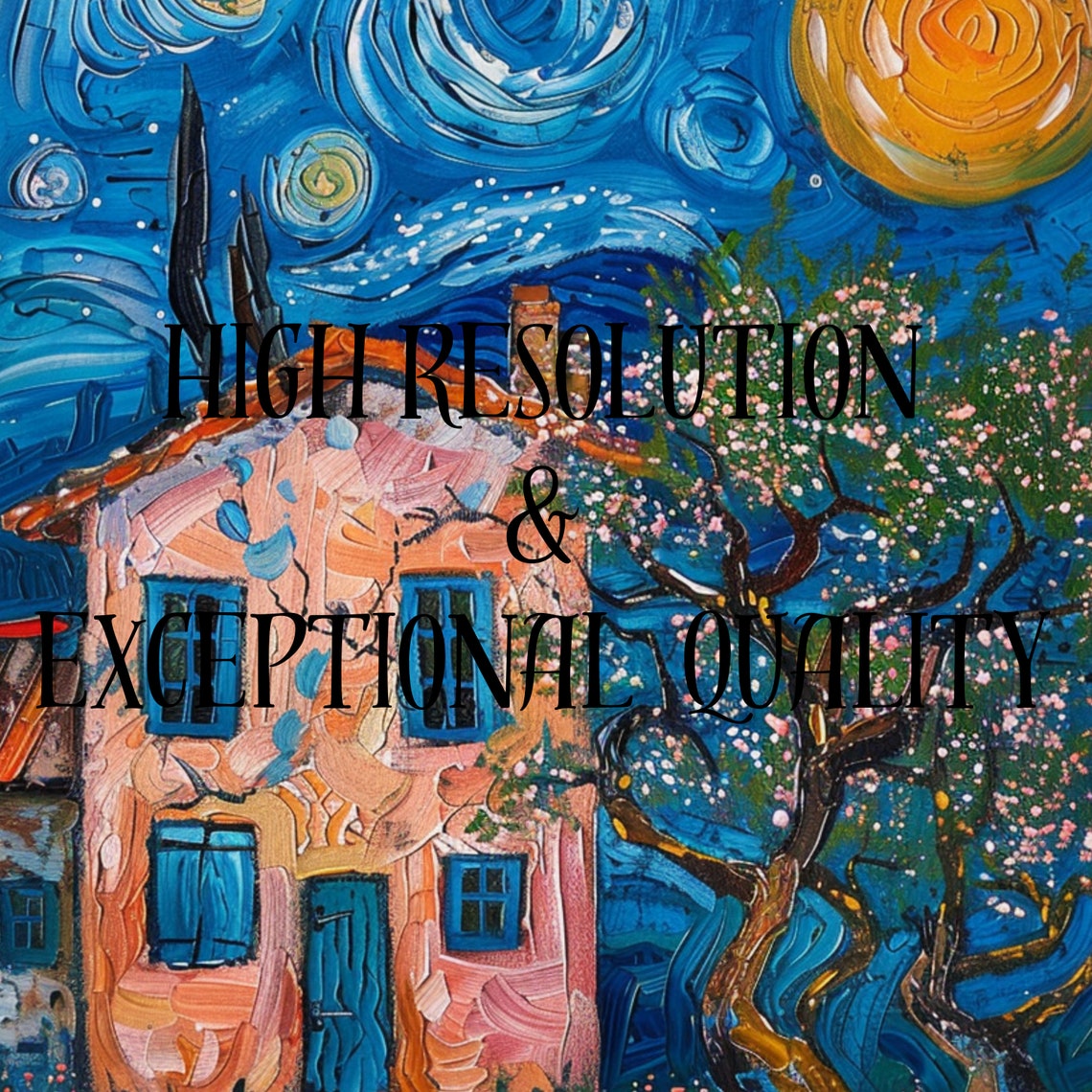 Van Gogh Starry Night Cottage Swirling Sky Night Lights Art Poster - Image 3