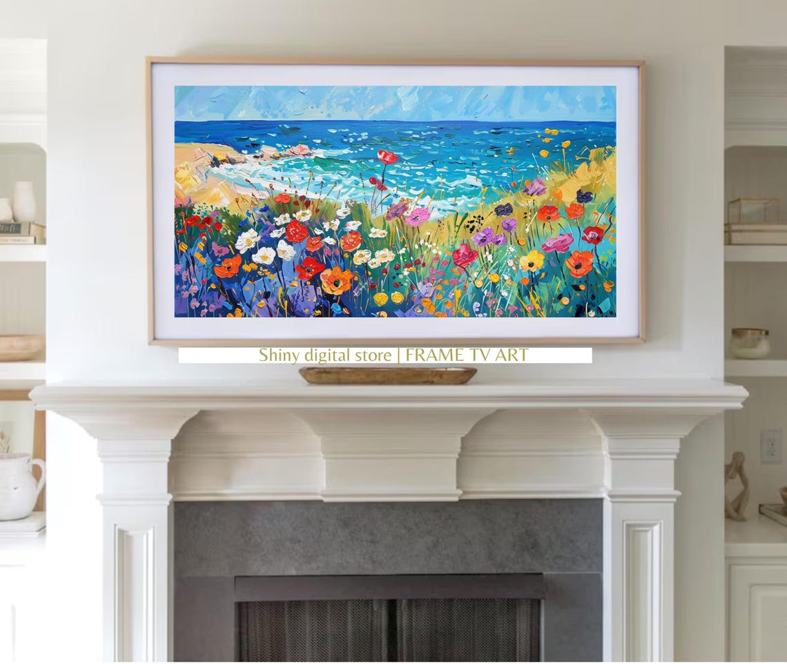 Coastal Wildflower Tv Art Summer Tv Art Frame Tv Art Spring Tv Art Wildflower Art Beach Decor Vintage Beach Tv Art Floral Art - Image 2
