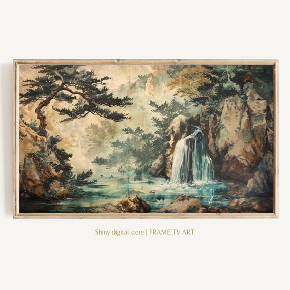 Frame Tv Art 4k Waterfall Vintage Japanese Wall Art Instant Antique Japanese Art For The Frame Tv Vintage Wall Art