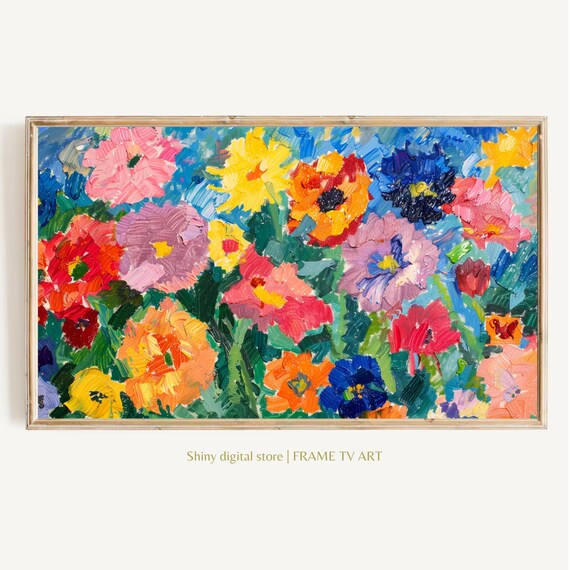 Colorful Impasto Wildflower Garden Bold Bright Textured Summer Floral Art Print