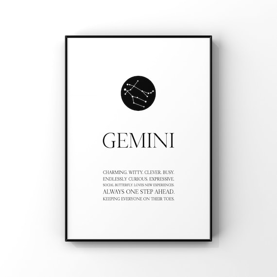 Gemini Printgemini Wall Artzodiac Constellationgemini Giftzodiac Printastrology Printstar Signzodiac Birthday