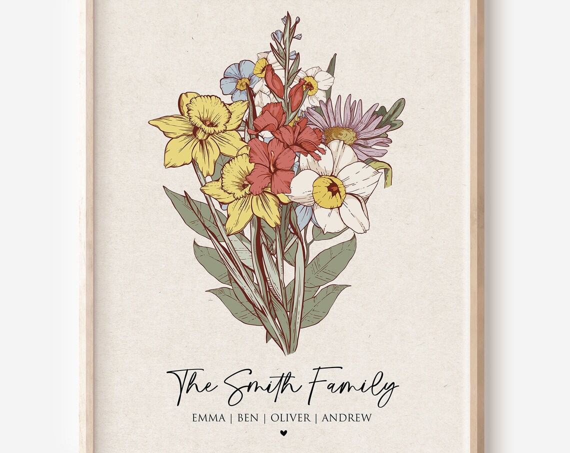 Family Flower Garden Personalized Birth Flower Art