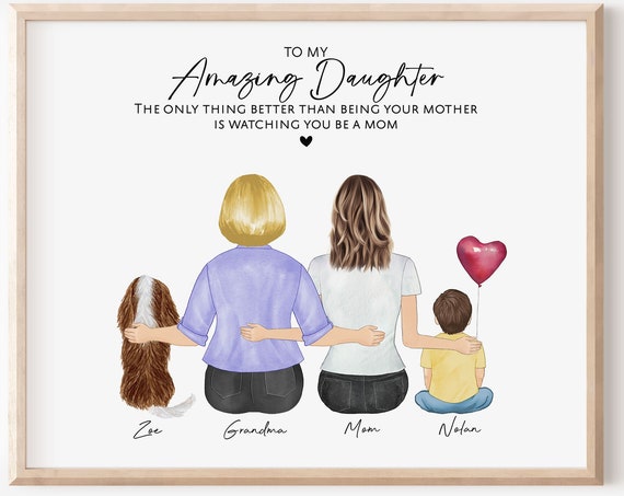 Mothers Day Gift For Daughter From Mom Personalized Birthday Gift For Daughter Custom Family Portrait To My Amazing Daughter Gift Print