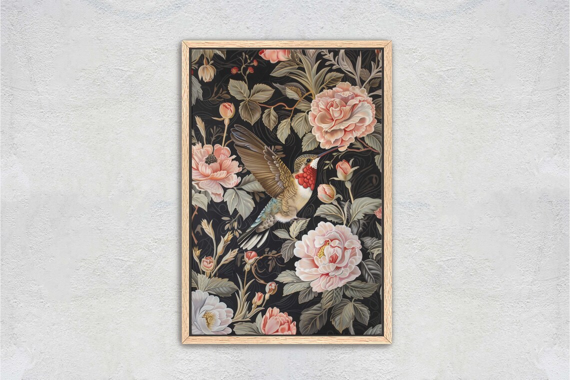 Hummingbird, William Morris-Inspired Floral Art Print - Image 2