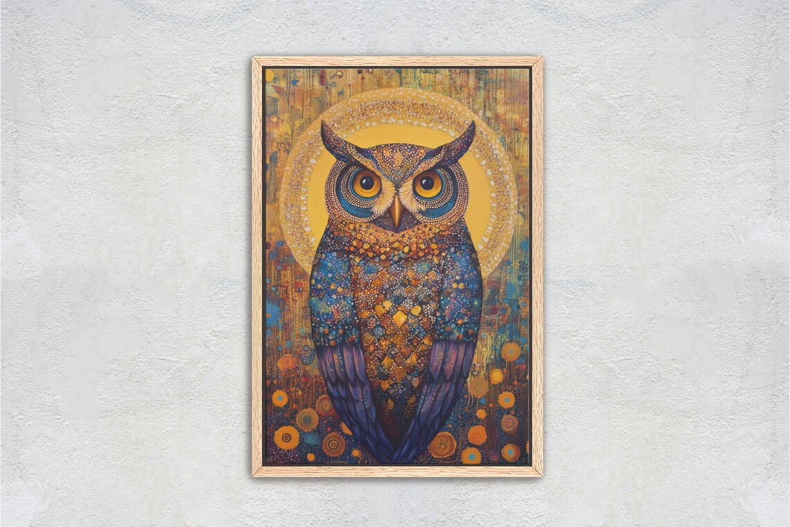 Owl Celestial Folk Art, Whimsical Cottagecore - Image 2