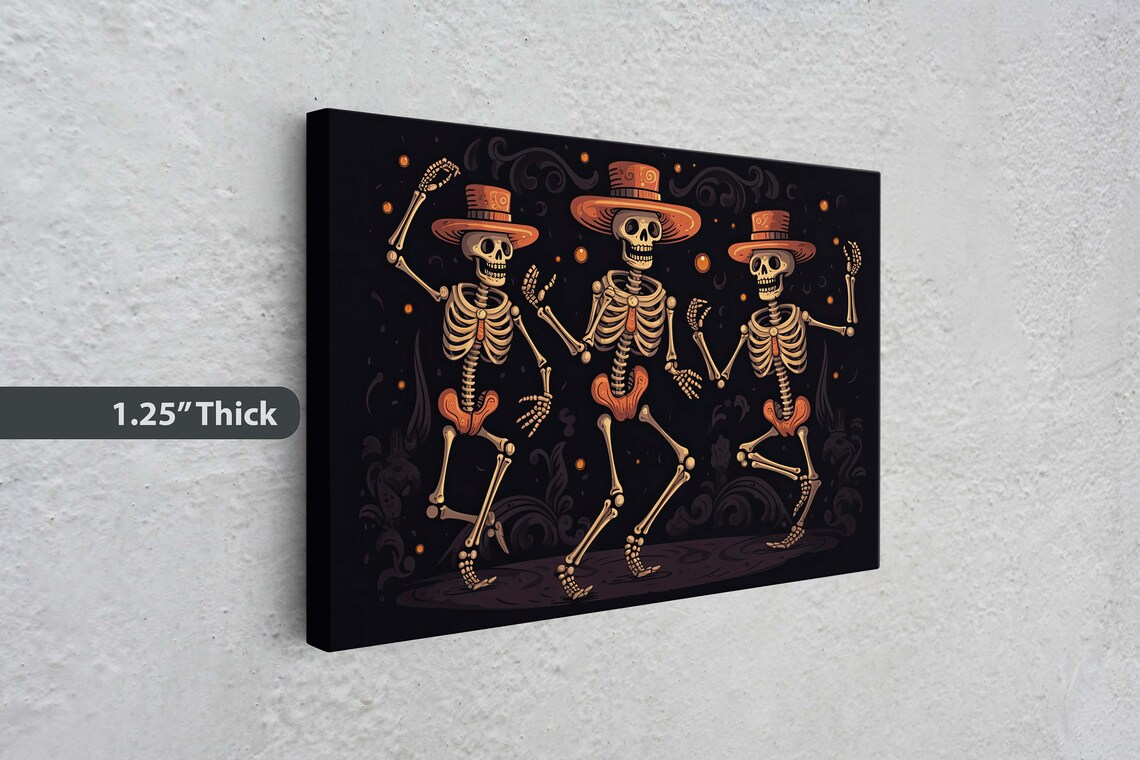 Dancing Skeletons, Halloween Day of the Dead Art Print - Image 3