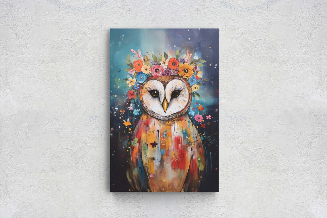 Barn Owl Modern Colorful Art Print, Contemporary - Image 2