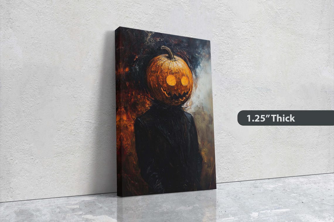 Pumpkin Head Jack O Lantern Gothic Portrait Halloween Dark Art Poster - Image 3
