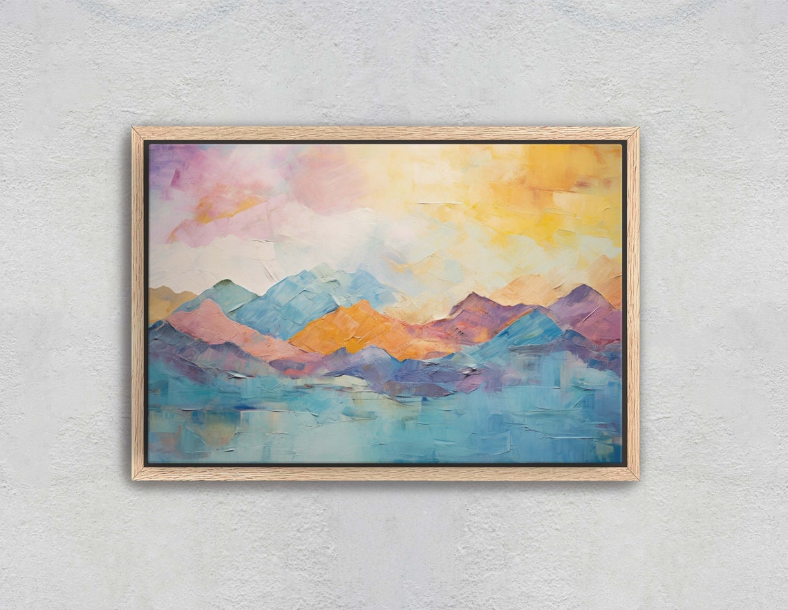 Abstract Mountains Impressionist Art Mountain Landscape Scenic Decor Painting Print Framed Large Art Print - Image 2