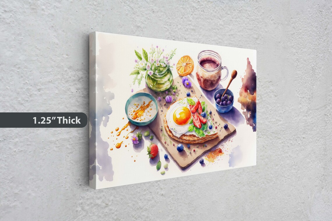 Watercolor Breakfast Art, Colorful Eggs Kitchen Art Print - Image 3