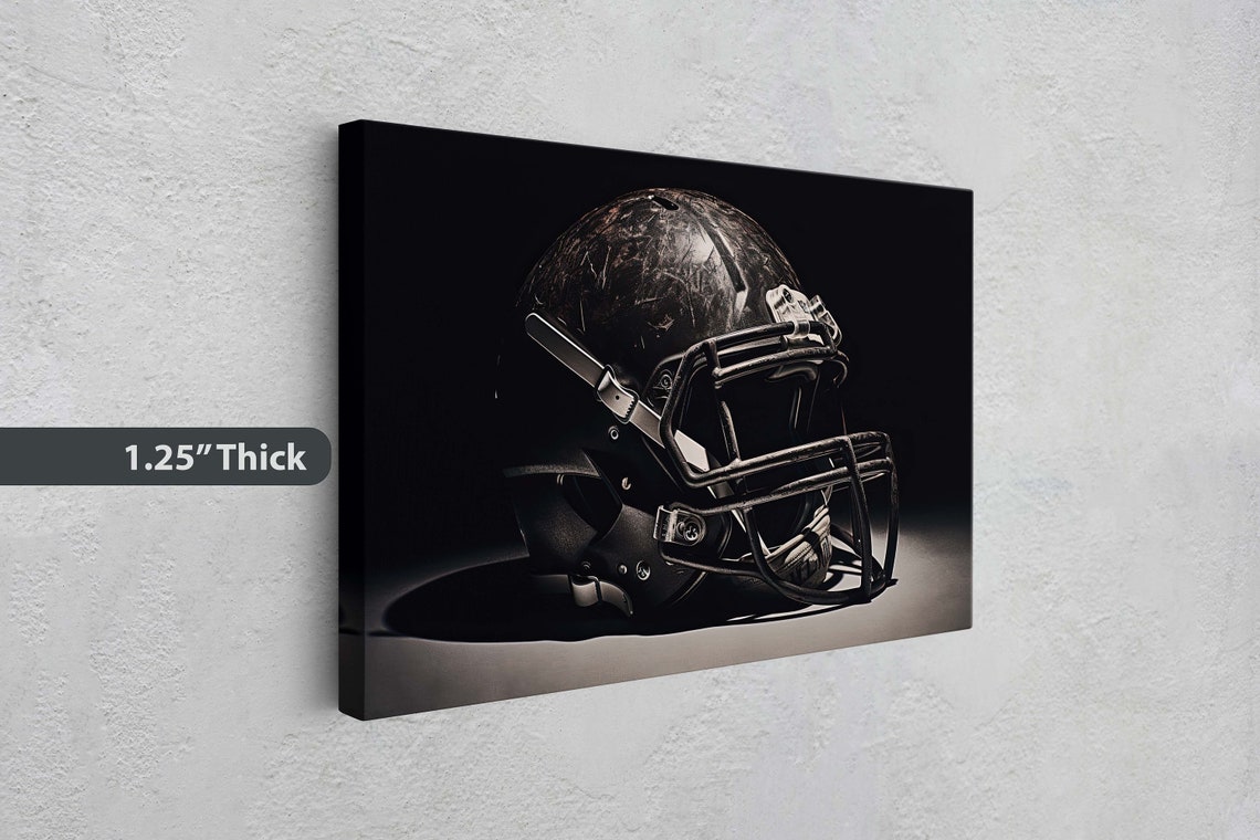 Football Helmet Football Painting Sport Art Vintage Football Sport Gift Dad Gift Brother Gift Man Cave Football Memorabilia - Image 3