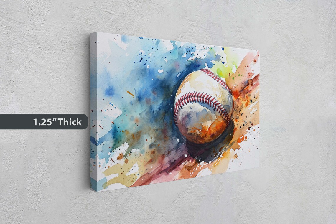 Baseball Watercolor Sports Decor Art Print, Gift for Him - Image 3