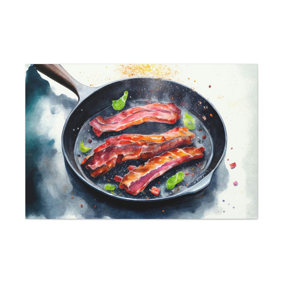 Bacon Breakfast Watercolor Kitchen Wall Art Print