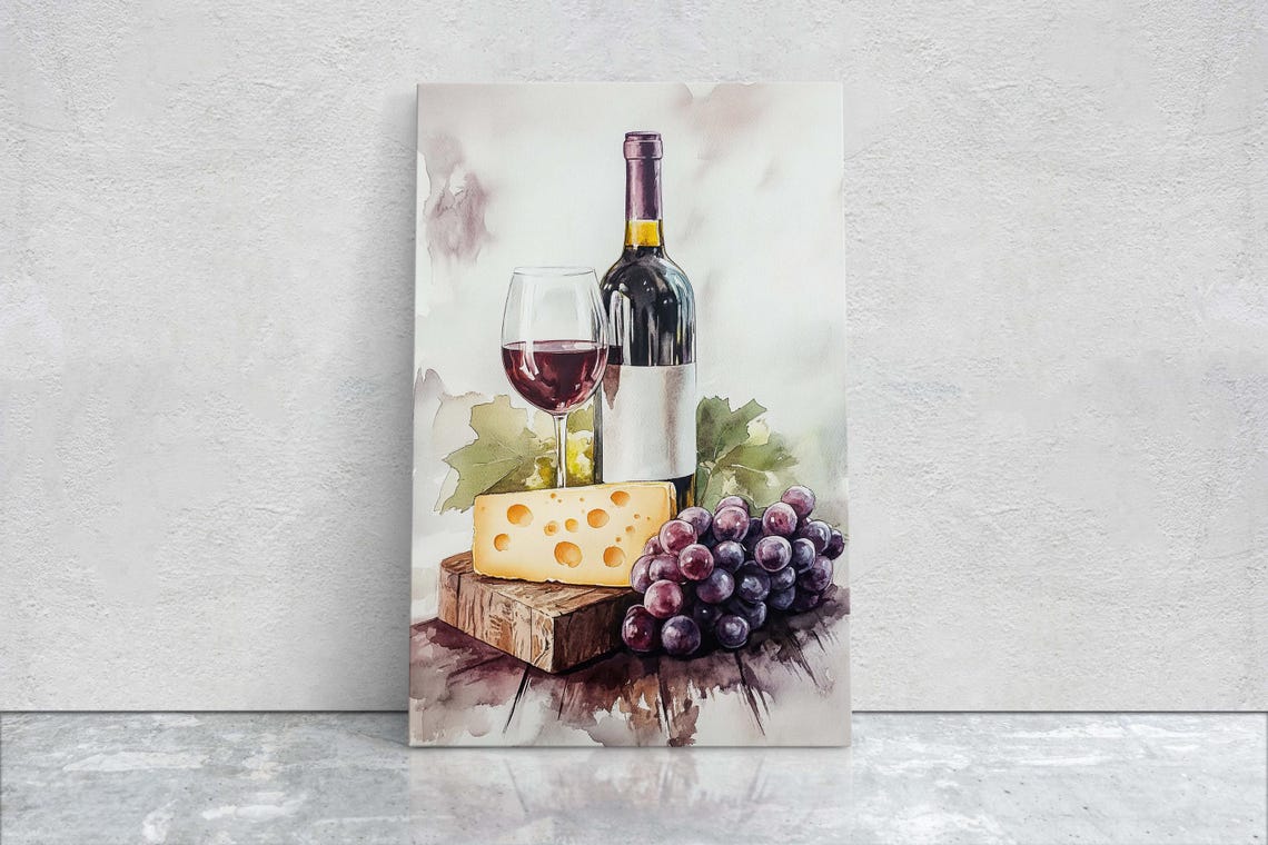 Wine And Cheese Kitchen Decor Art Print - Image 2