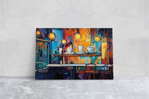 Coffee Shop Art Coffee Art Latte Painting Pop Art Modern Contemporary Colorful Vivid Abstract Framed Large Art Print