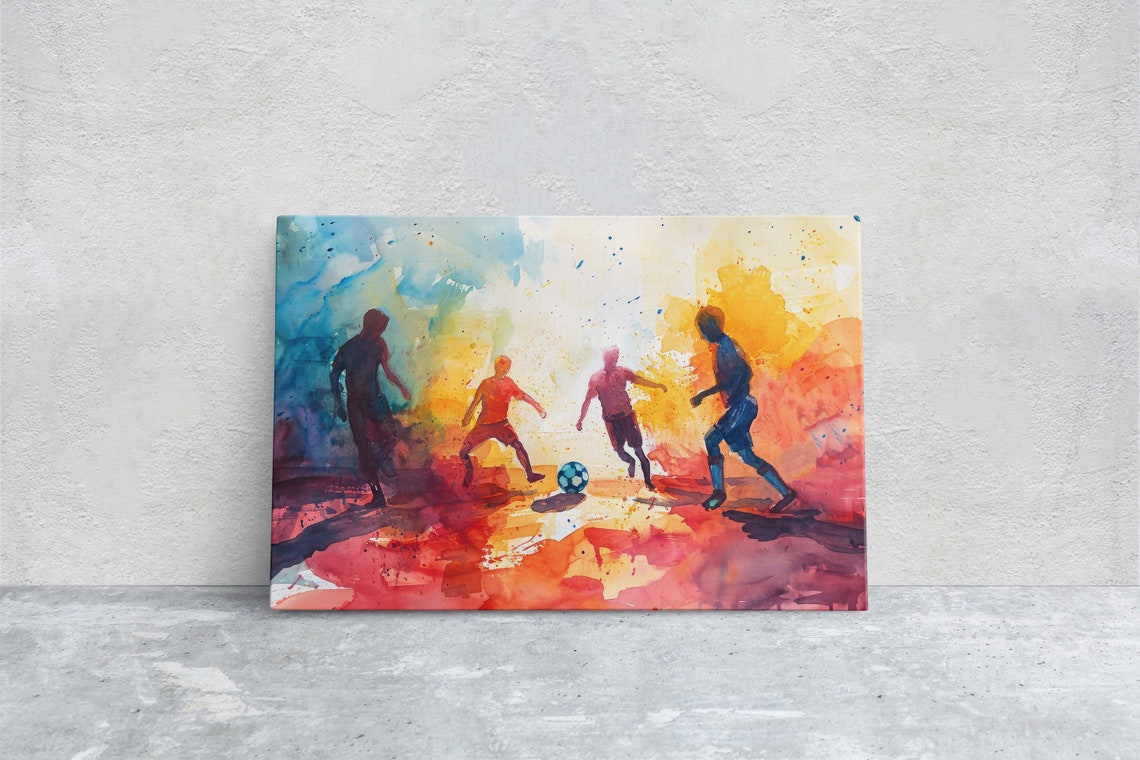 Soccer Painting Watercolor Soccer Football Art Sports Decor Athlete Art Kid Sport Children Soccer