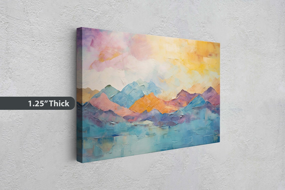 Abstract Mountains Impressionist Art Mountain Landscape Scenic Decor Painting Print Framed Large Art Print - Image 3