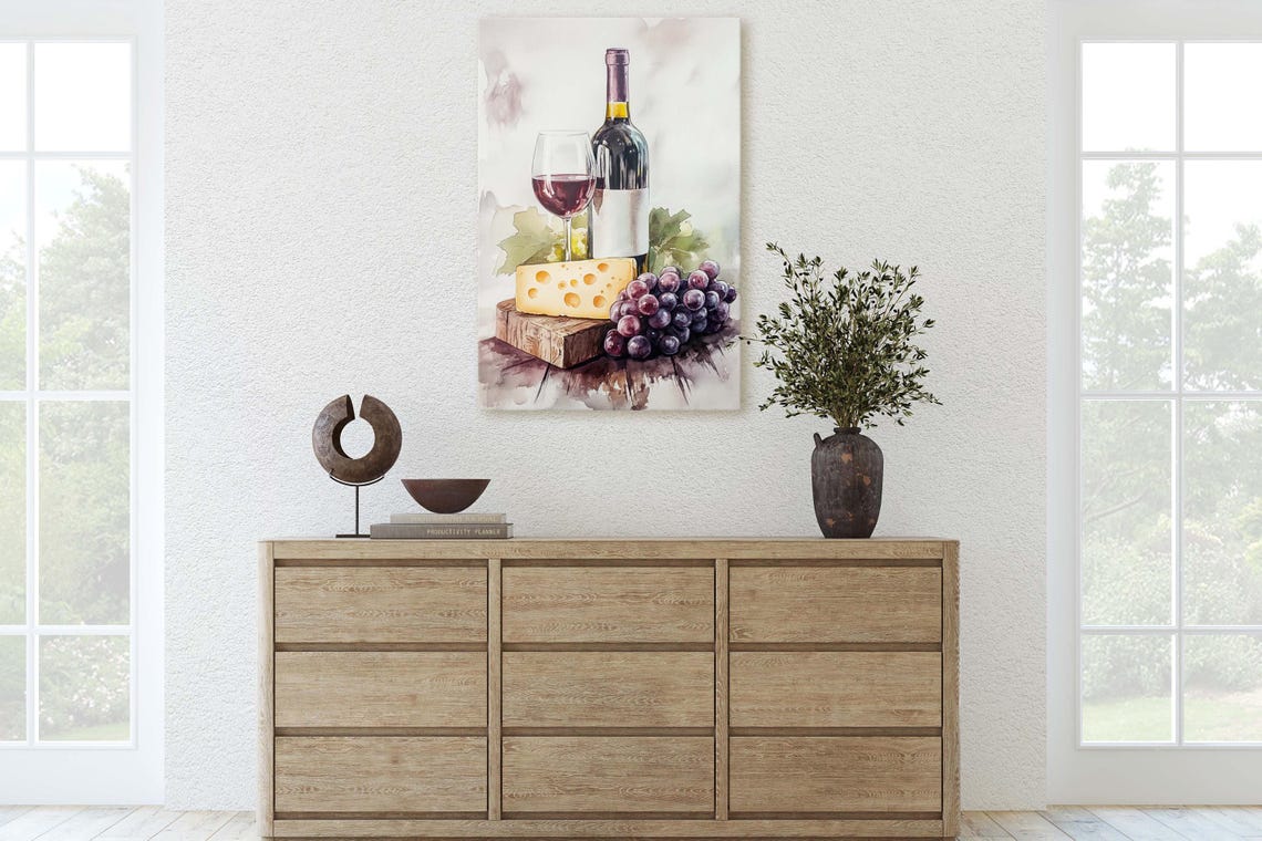 Wine And Cheese Kitchen Decor Art Print - Image 3