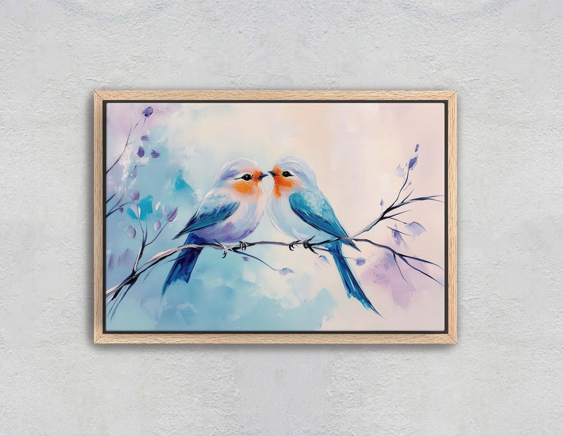Love Birds Bird Print, Pastel Colors