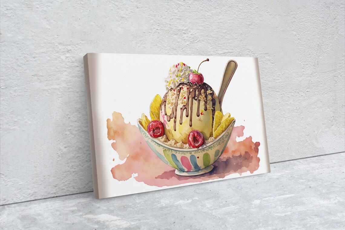 Ice Cream Sundae Gelato Dessert Art Print, Kitchen Decor - Image 2